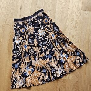 Floral Embroidered Black Skirt